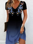 Women's Floral Spring Print Casual V-Neck Short Sleeve Dress