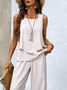 Women's Solid Color Casual Vest And Trousers Two-Piece Suit