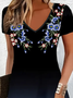 Women's Floral Spring Print Casual V-Neck Short Sleeve Dress