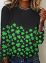 Women's St. Patrick's Day Shamrock Print Casual Round Neck Long Sleeve T-Shirt
