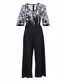 3D Printing Vintage Loose V Neck Jumpsuit
