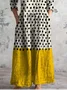 Retro Art Print Chic V-Neck  Elegant Midi Dress