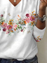 Women's Floral Spring Print Casual V-Neck Long Sleeve T-Shirt
