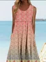 Crew Neck Casual Multicolor Block Dress With No