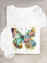 Floral Butterfly Casual Long Sleeve Shirt