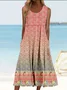 Crew Neck Casual Multicolor Block Dress With No