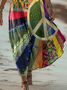 Women's Short Sleeve Summer As Picture Hippie Printing V Neck Daily Going Out Casual Maxi H-Line T-Shirt Dress Dress