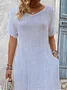 Women's Short Sleeve Summer Blue Striped Printing V Neck Daily Going Out Casual Maxi H-Line T-Shirt Dress Dress