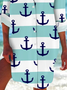 Women's Anchor Stripe Print Spring Summer Long Sleeve Shirt
