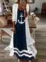 Women's Anchor Spring Print Two Piece Dress Set