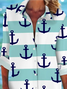 Women's Anchor Stripe Print Spring Summer Long Sleeve Shirt