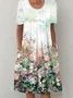 Women's Short Sleeve Summer As Picture Floral Printing Crew Neck Daily Going Out Casual Midi H-Line Fit & Flare Dress Dress