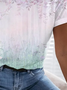 Women's Floral Spring Print Round Neck Casual Short Sleeve T-Shirt