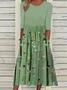 Women's Short Sleeve Summer Green Floral Printing Crew Neck Daily Going Out Casual Maxi H-Line Shift Dress Dress