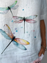 Women's Short Sleeve Blouse Summer As Picture Dragonfly Cotton Crew Neck Daily Going Out Casual Top