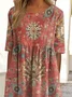 Women's Short Sleeve Summer As Picture Floral Printing Crew Neck Daily Going Out Casual Maxi H-Line Shift Dress Dress