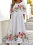Women's Short Sleeve Summer White Floral Printing Crew Neck Daily Going Out Casual Maxi H-Line Shift Dress Dress