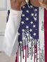 Women's July 4th Independence Day Flag Print Round Neck Long Sleeve T-Shirt