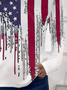 Women's July 4th Independence Day Flag Print Round Neck Long Sleeve T-Shirt