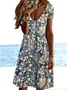 Women Casual Floral Summer Micro-Elasticity Daily Midi A-Line Regular No Dresses