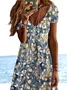 Women Casual Floral Summer Micro-Elasticity Daily Midi A-Line Regular No Dresses