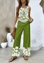 Fashionable lace floral splicing elegant casual two-piece set