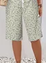 Women's Spring and Summer Floral Print Casual Straight Tie Cropped Pants