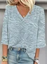 Casual 3D Printing V Neck Loose Blouse