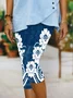 Women's Faux Denim Floral Print Spring Casual Leggings