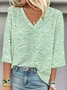 Casual 3D Printing V Neck Loose Blouse