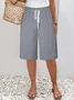 Women's Spring and Summer Striped Printed Casual Straight Tie Cropped Pants