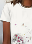 Women's Spring and Summer Floral Print Casual Short Sleeve Crew Neck T-Shirt