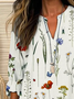 Women's Spring Summer Floral Print Casual Long Sleeve V-Neck Shirt