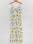 Vacation Regular Fit V Neck Lemon Dress With No