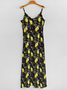 Vacation Regular Fit V Neck Lemon Dress With No