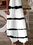 Women's Spring and Summer Striped Printed Casual V-Neck Suspender Dress