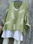 Vintage Dragonfly Cotton V Neck T-Shirt