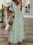 Women's Spring Summer Floral Print Casual V Neck Short Sleeve Dress