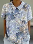 Shawl Collar Loose Casual Paisley T-Shirt