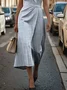 Women's Sleeveless Summer Blue Striped Printing Crew Neck Daily Going Out Vintage Maxi H-Line Shift Dress Dress
