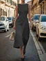 Women's Sleeveless Summer White Plain Printing Crew Neck Daily Going Out Vintage Maxi H-Line Shift Dress Dress