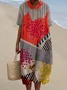 Regular Fit Vintage Shawl Collar 3D Printing Dress With No