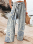 Women's  H-Line Baggy Pants Daily Going Out Pants Green Casual Printing Floral Spring/Fall Pants