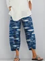 Casual Regular Fit Animal Linen Pants