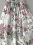 Women Floral Print Doll Neck Lace Up Dress