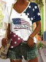 V Neck Cotton Casual Regular Fit T-Shirt