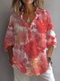 Vacation Floral Shirt Collar Blouse