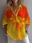 Vacation Floral Shirt Collar Blouse