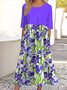 Cotton Floral Casual Dress With No