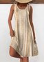 Regular Fit Casual Striped Crew Neck Dress With No